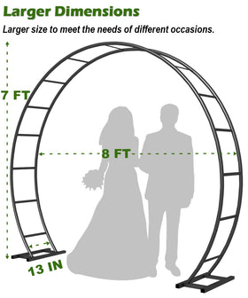 Queension wedding arch round frame with ground bases ensures stable outdoor setup.