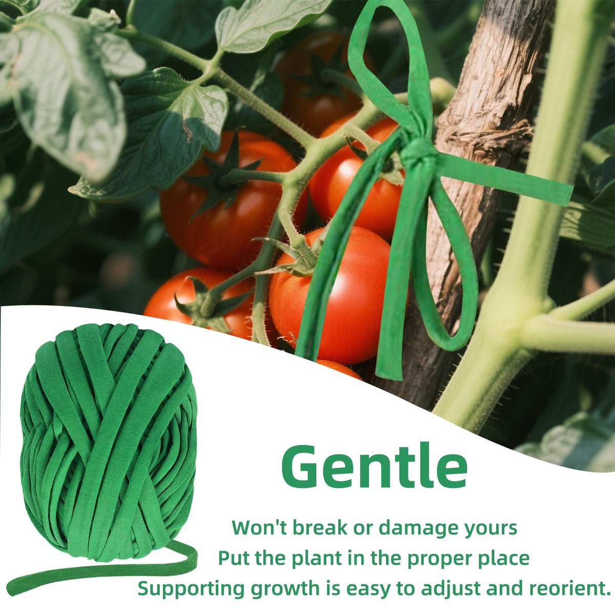 QenFree tomato-stem support twine secures tomato plants with an adjustable grip.