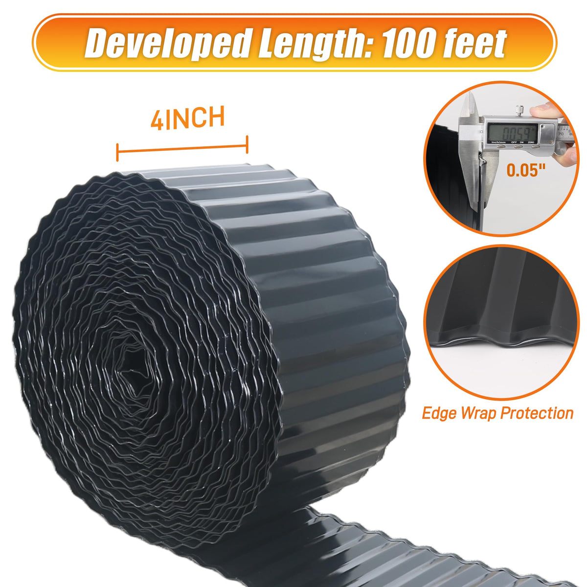 Quibbay edging with a hemmed edge design ensuring safer handling during installation.