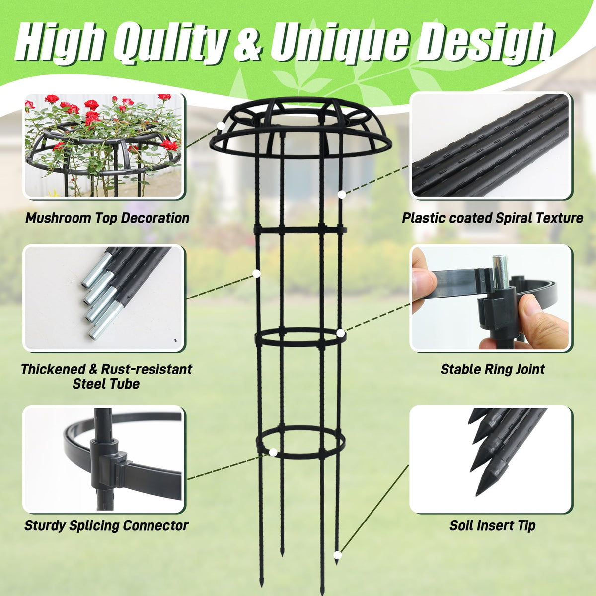 Quibbay roses trellis suitable for tomatoes, clematis, and other flowering vines