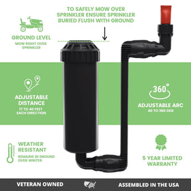 Quick-Snap hose connectors enable flexible watering from any direction.