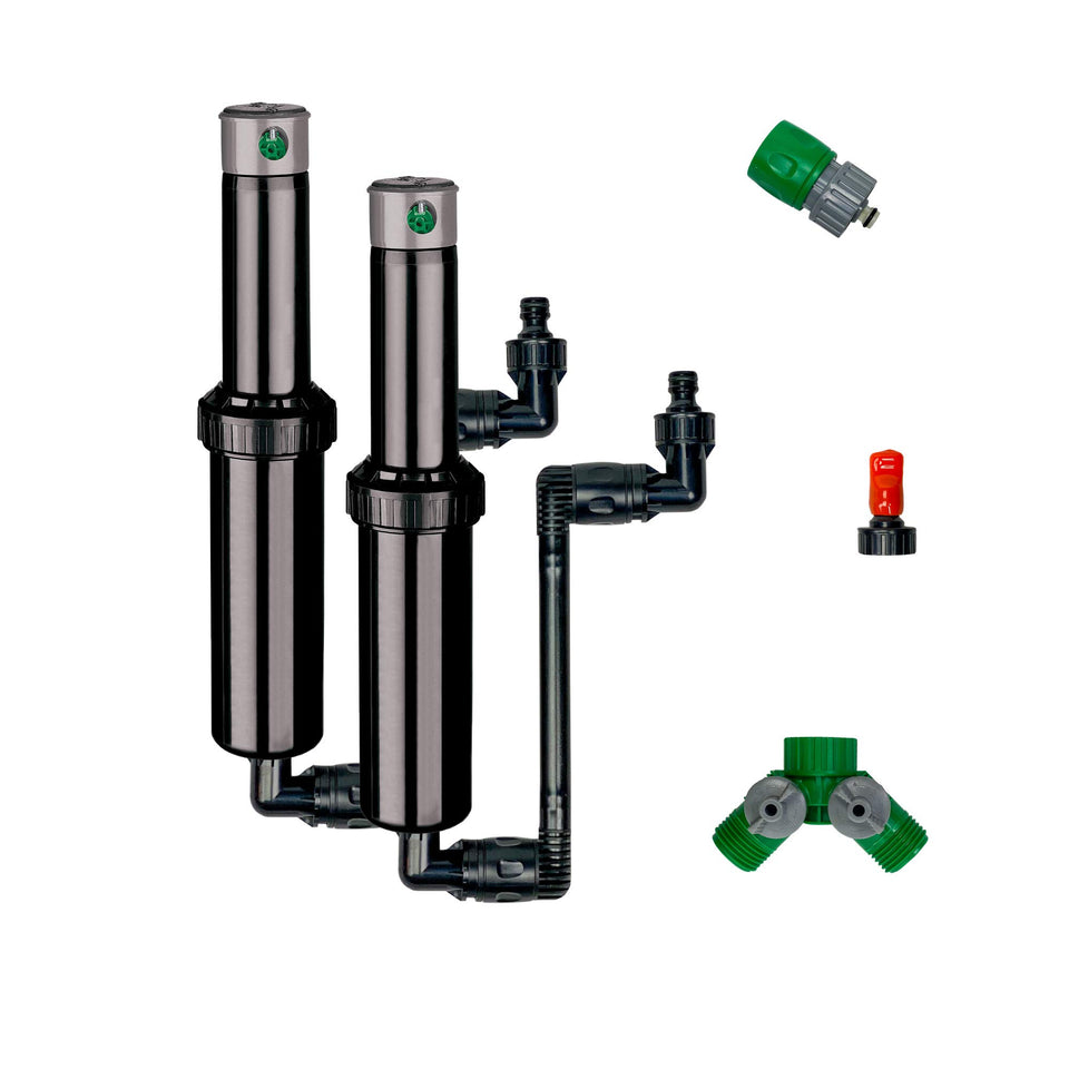Quick-Snap in-ground sprinkler pops up for efficient lawn irrigation.