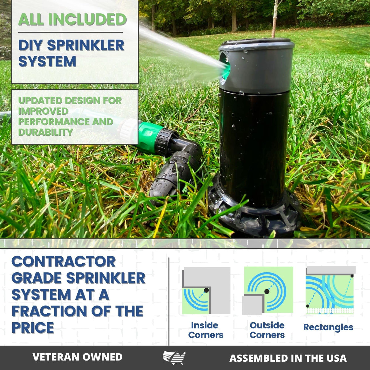Quick-Snap Y-splitter included for multi-zone watering from one source.