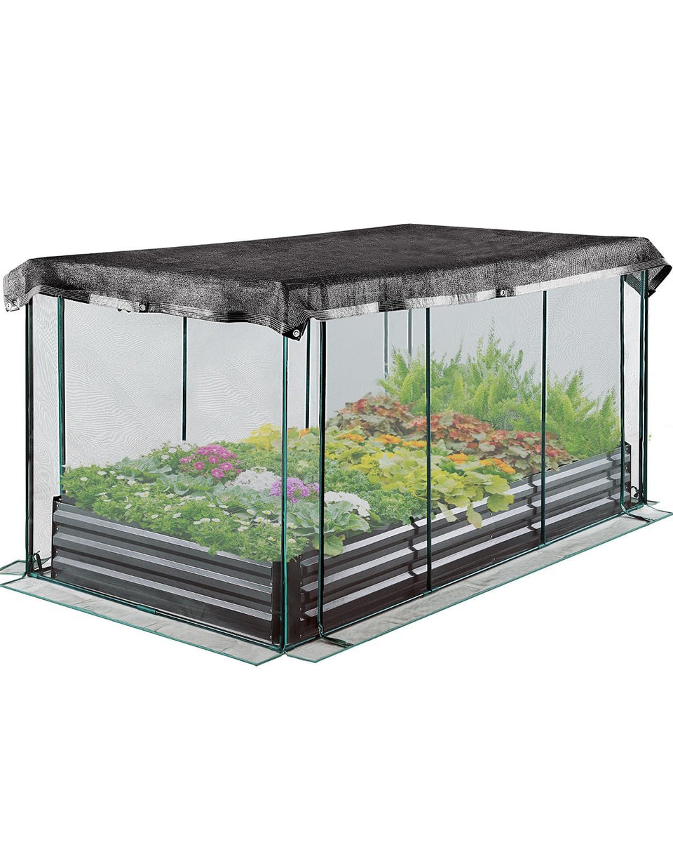 Quictent galvanized raised garden bed crop cage protects vegetables outdoors.