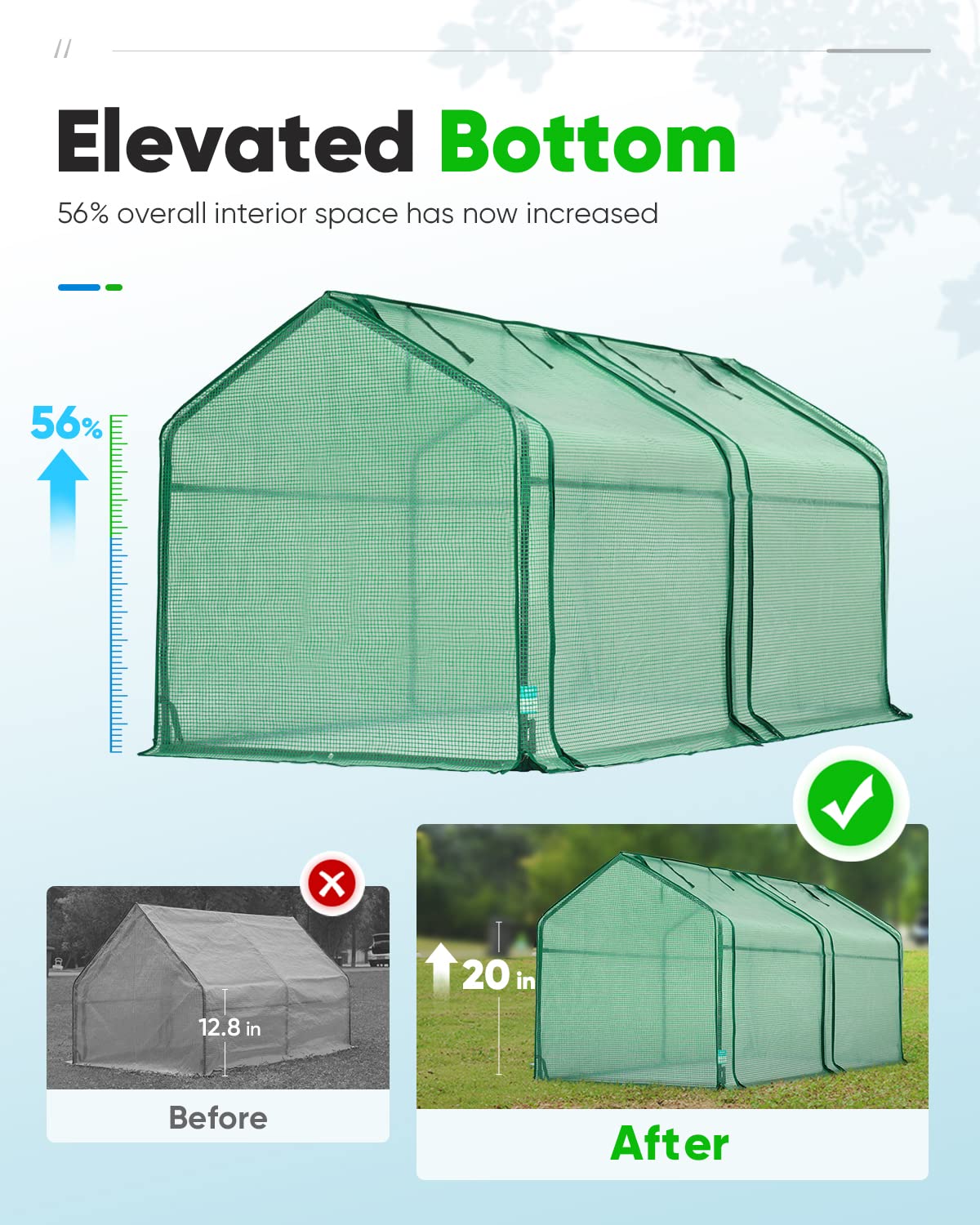 Quictent Mini Greenhouse vents-open for better airflow and healthier growth.