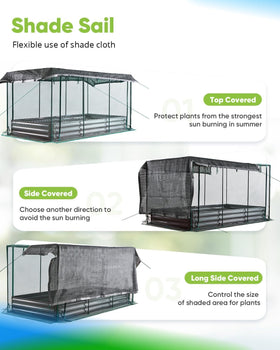 Quictent shade cloth filters 60% light to prevent heat damage.
