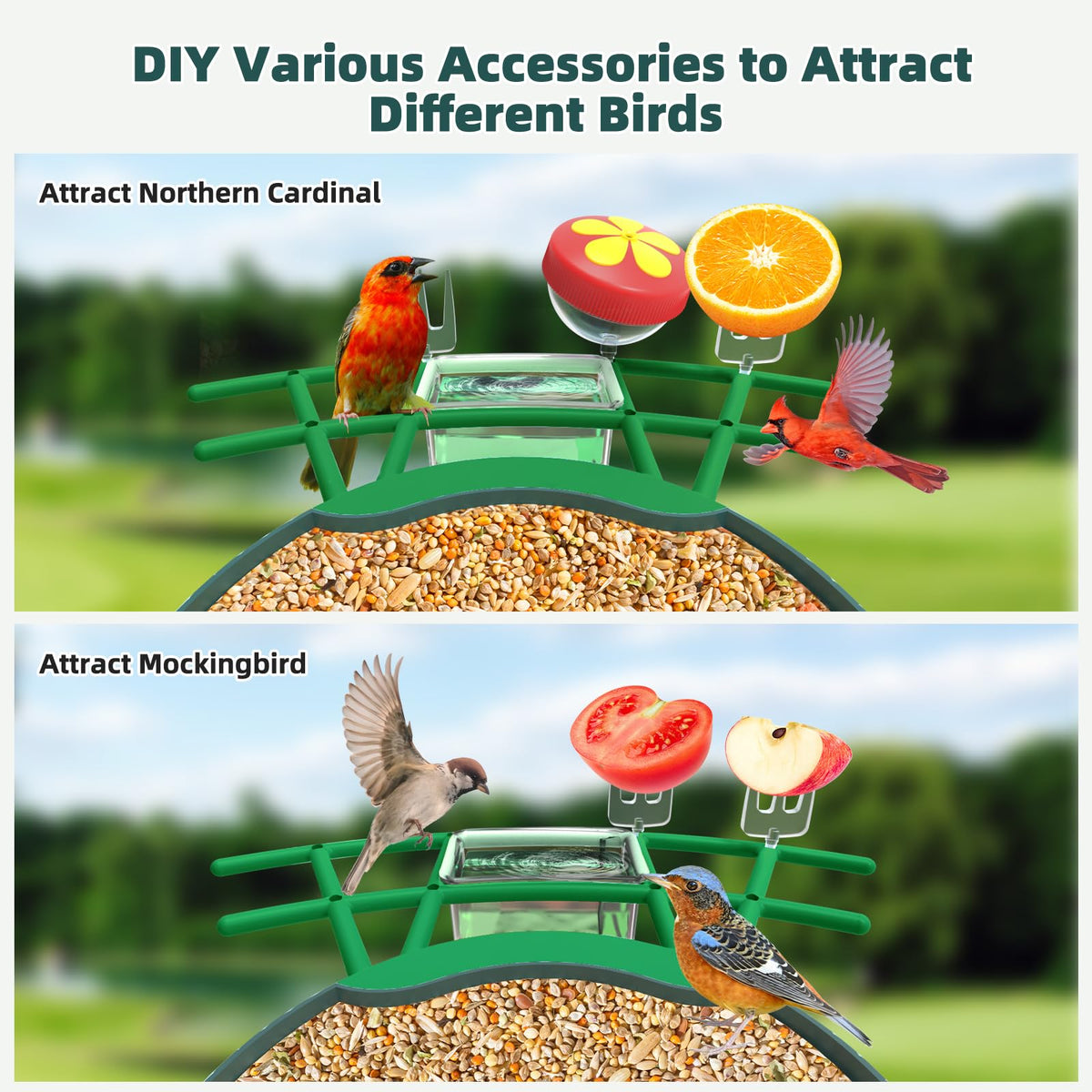 QUICTIGRY alarm and spotlight on green weatherproof feeder