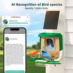 QUICTIGRY 1.25L feed hopper in green bird feeder camera