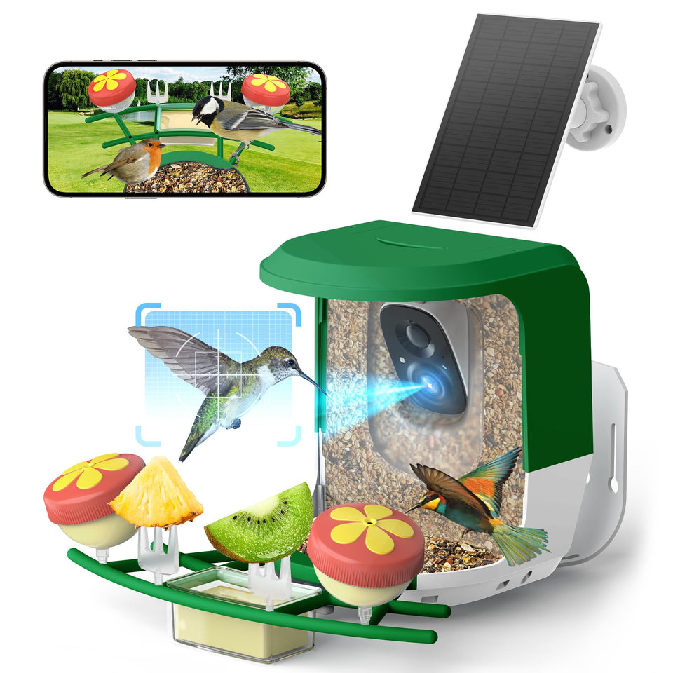 QUICTIGRY smart bird feeder camera green front view for backyard observation