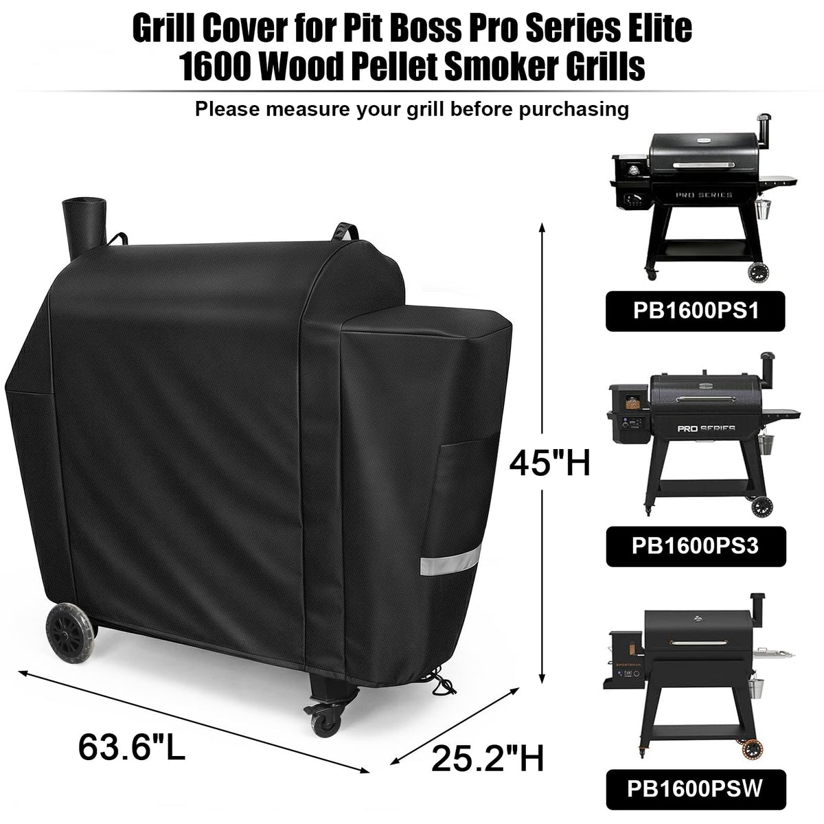 QuliMetal Pit Boss 1600 cover fabric close-up shows durable 600D Oxford material.