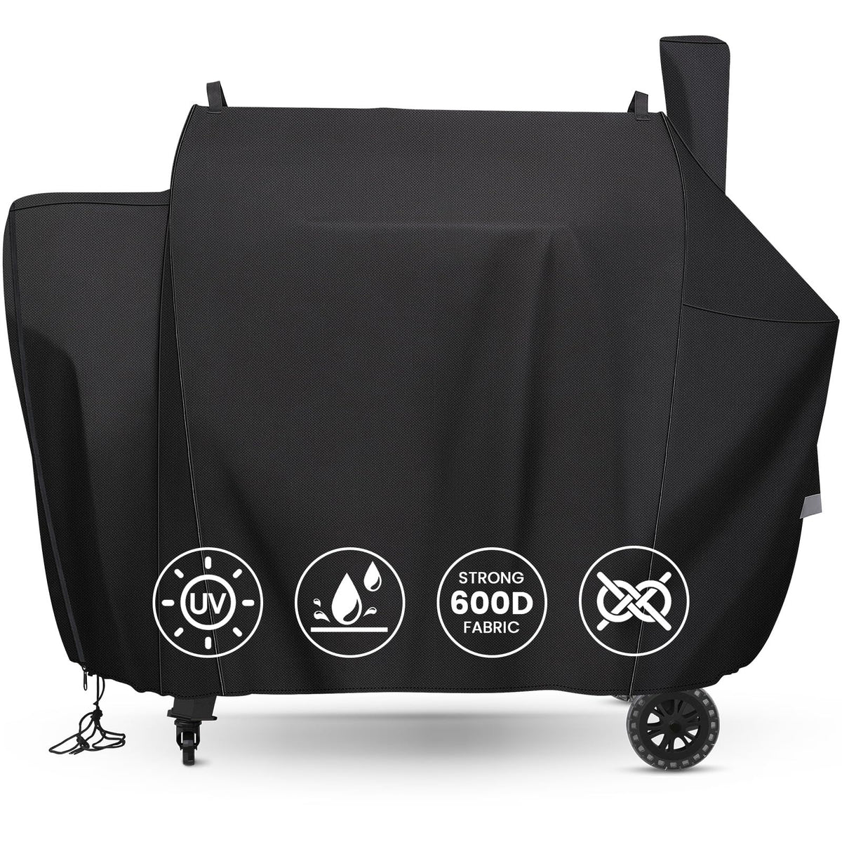 QuliMetal Pit Boss 1600 cover front view highlights custom fit and weatherproof shell.