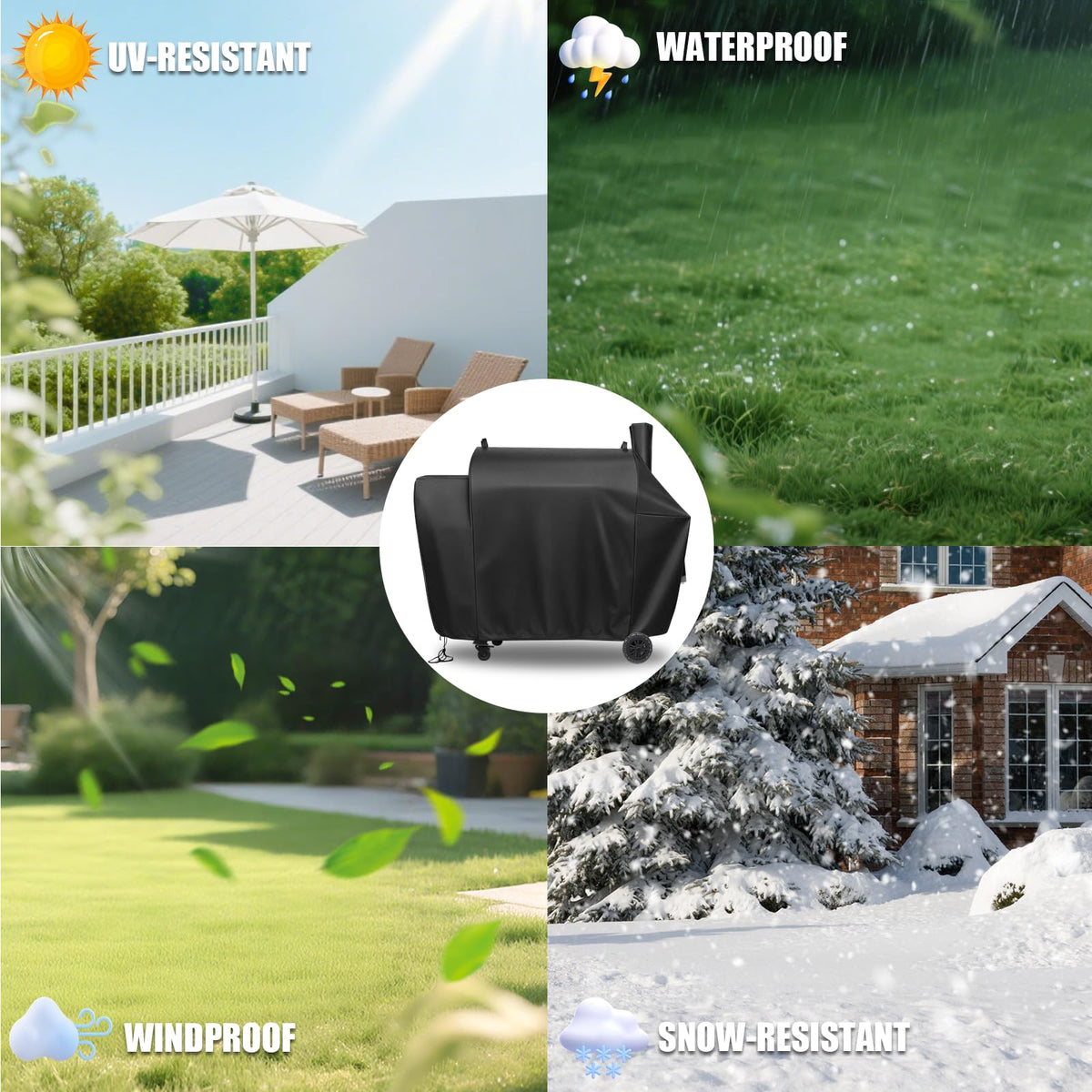 QuliMetal Pit Boss 1600 cover waterproof and fade resistant for outdoor use.