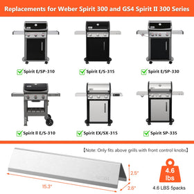 QuliMetal flavor bars front-knobs fit shows compatibility and even heating for Weber Spirit