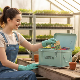QUILIVIK garden-ready organizer in use, keeps seeds accessible during planting sessions.