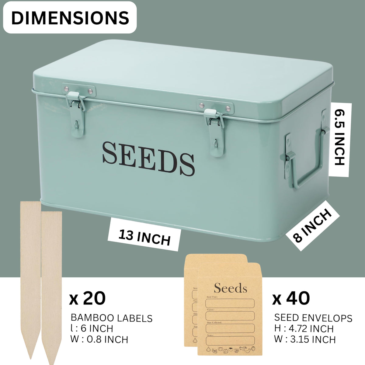 QUILIVIK seed storage box four compartments, clear separation for different seed types.