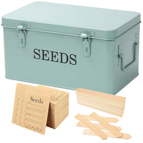 QUILIVIK seed storage box with green exterior, durable and organized seed keeping.