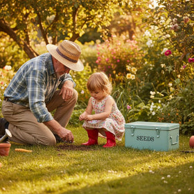 QUILIVIK storage box side handles, convenient to move between shed and garden.