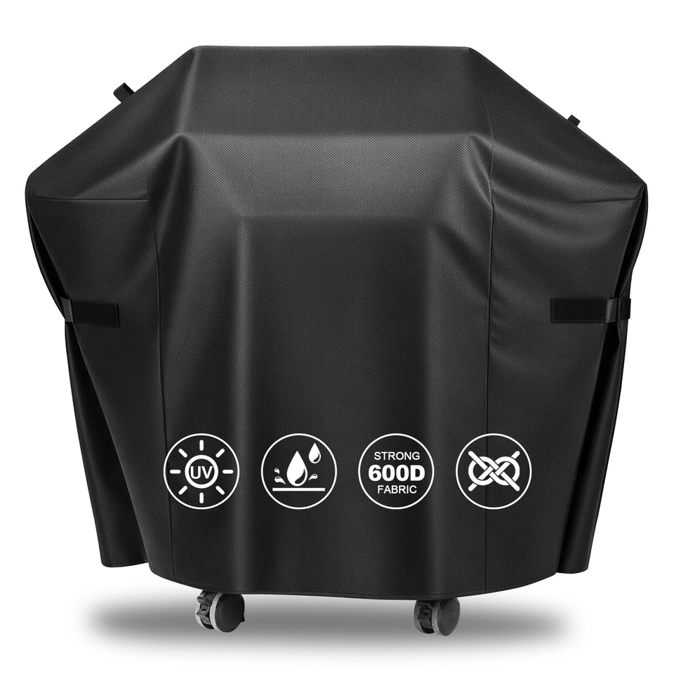 QuliMetal 51-inch grill cover on Weber Spirit E310 protects from rain.