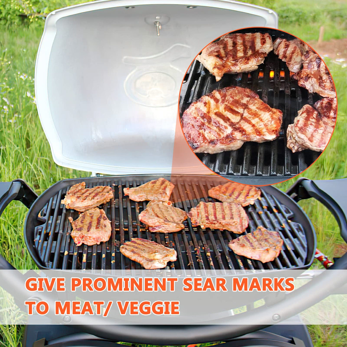 Even heating and strong sear capability from QuliMetal 7644 cast iron grates.
