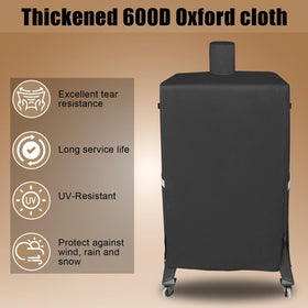 QuliMetal 600D Oxford fabric all-weather protection for vertical smokers.