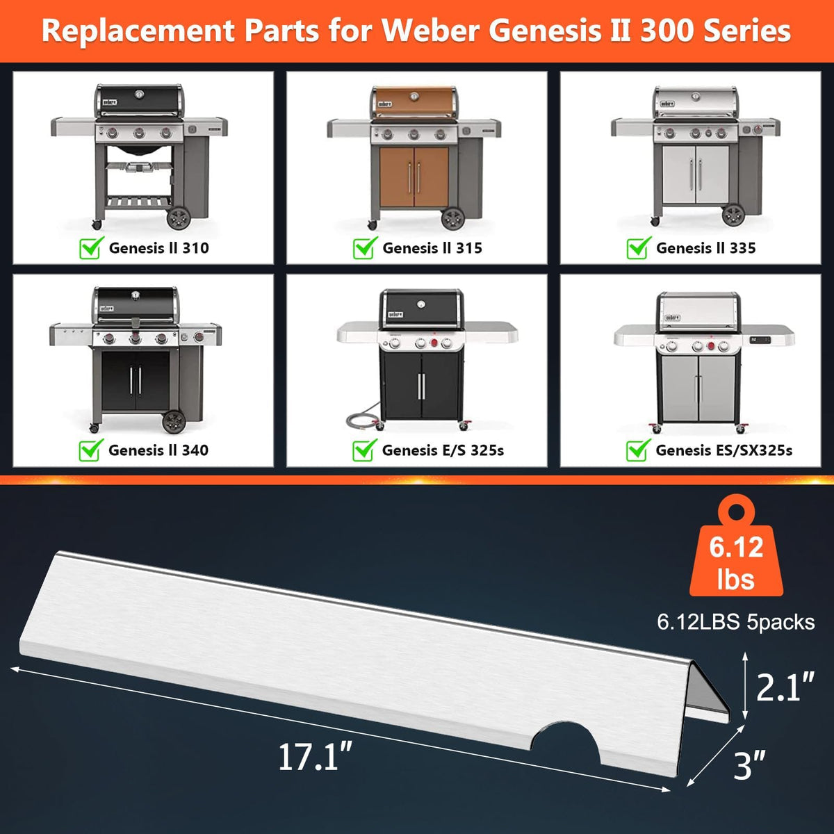 QuliMetal Genesis II bars dimensions 17 1/8 inches long, 3 inches wide, 2 1/8 inches tall.