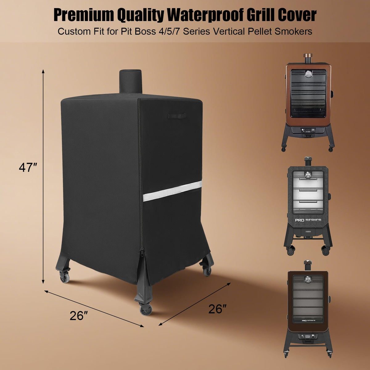 QuliMetal cover compatible with Pit Boss PBV4PS1 PBV5PW1 vertical smokers.