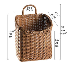 Quincry basket with built in handles for easy wall mounting and display.