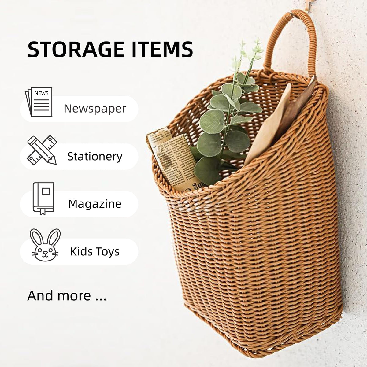 Quincry handmade rattan wall basket highlights natural texture for living room displays.