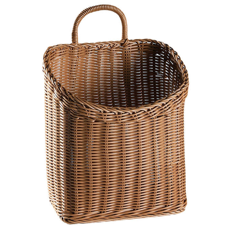 Quincry woven hanging basket for door decor adds rustic entryway charm.