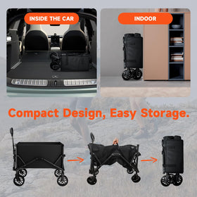 Quindom wagon with two drink holders for convenient refreshments.