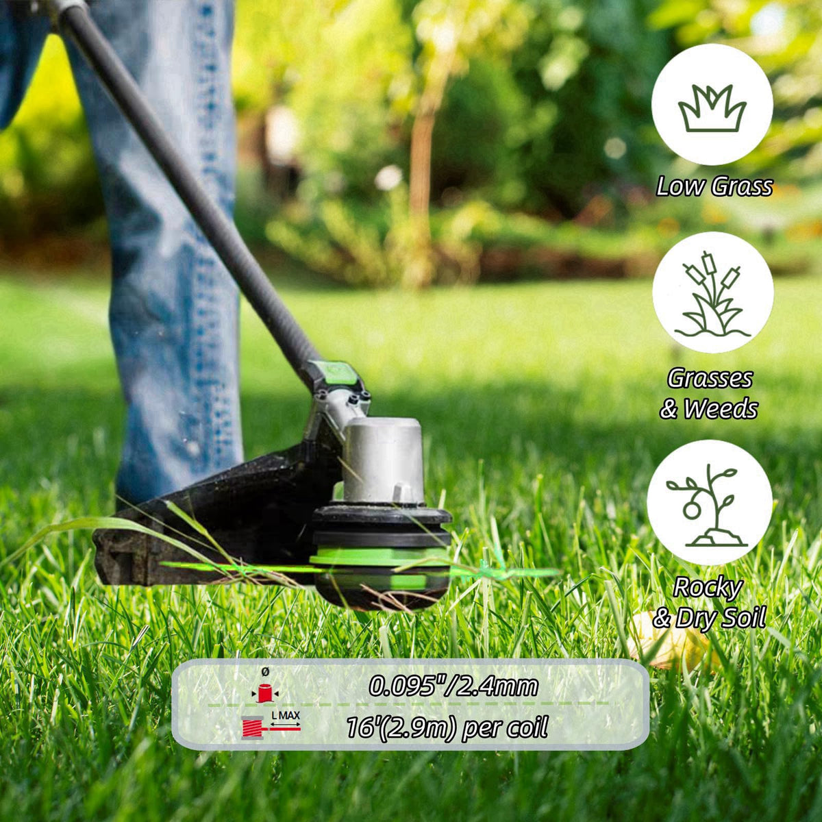Quintillus pre-cut 14ft line supports easy setup and even length.