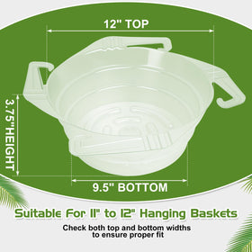 Quintriae hanging drip tray side view attached under a basket, protects floors.