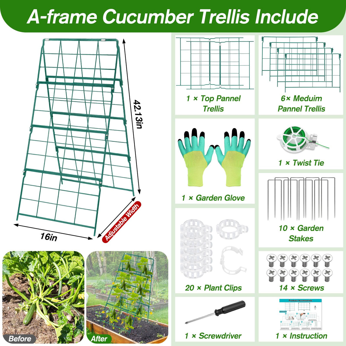 Qinzave cucumber trellis includes hardware for quick, beginner-friendly assembly