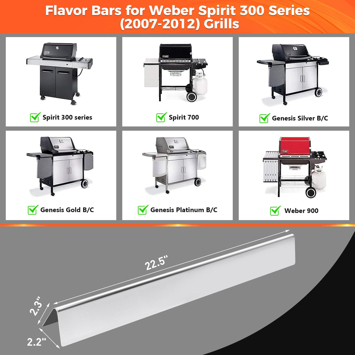 QuliMetal five-pack flavorizer bars for full burner coverage and easy replacement