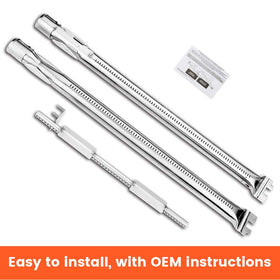 QuliMetal 69785 burner compatibility highlights Weber Spirit 200 series and GS4 Spirit II models for easy upgrades