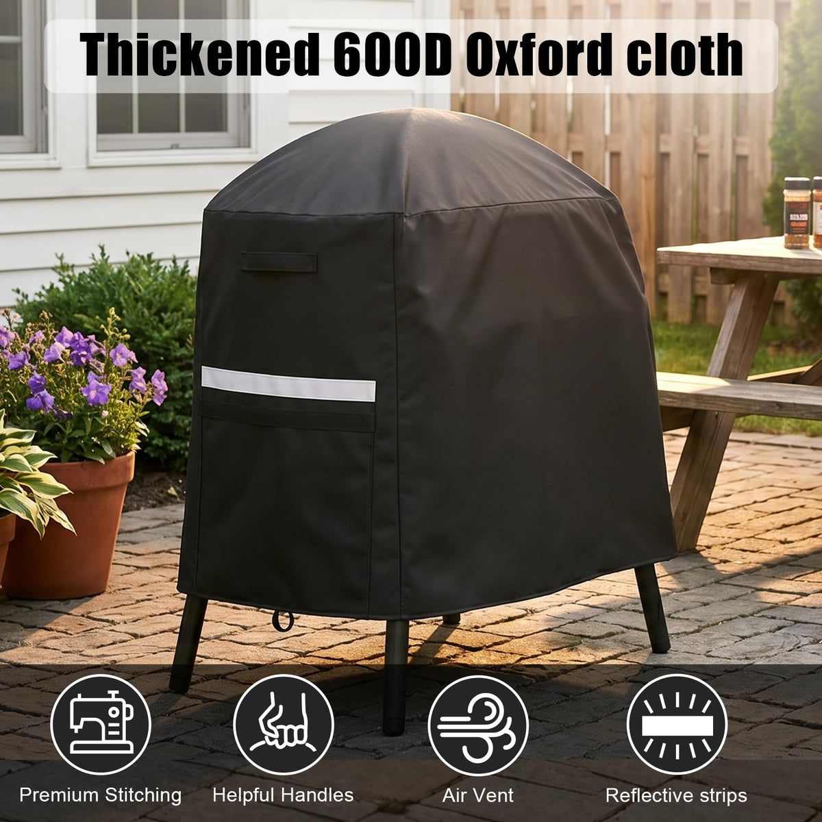QuliMetal 7113 grill cover with Velcro straps for wind resistance