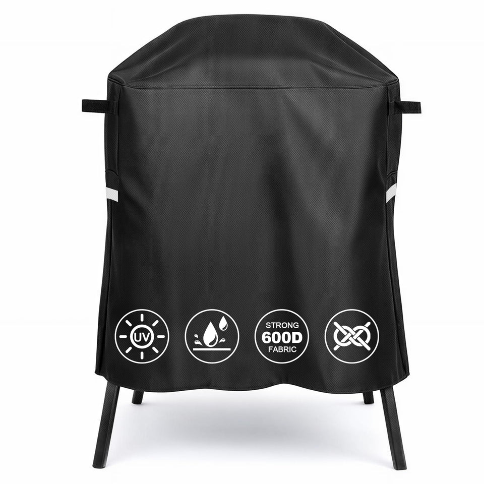 QuliMetal 7113 grill cover on Weber Q100 series showing full coverage and waterproof material
