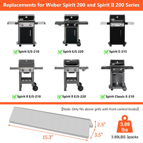 QuliMetal flavorizer bars packaging and components for Weber Spirit 200 series.
