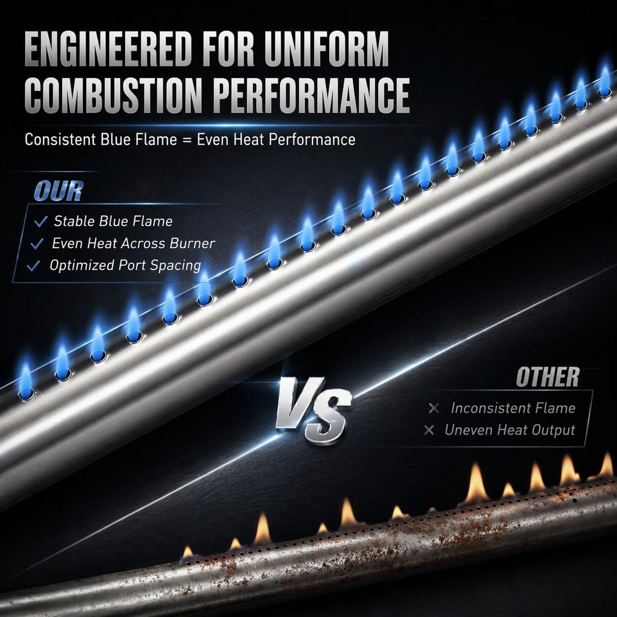 QuliMetal burner tubes promote even heat flow for consistent cooking results on Q3 series.