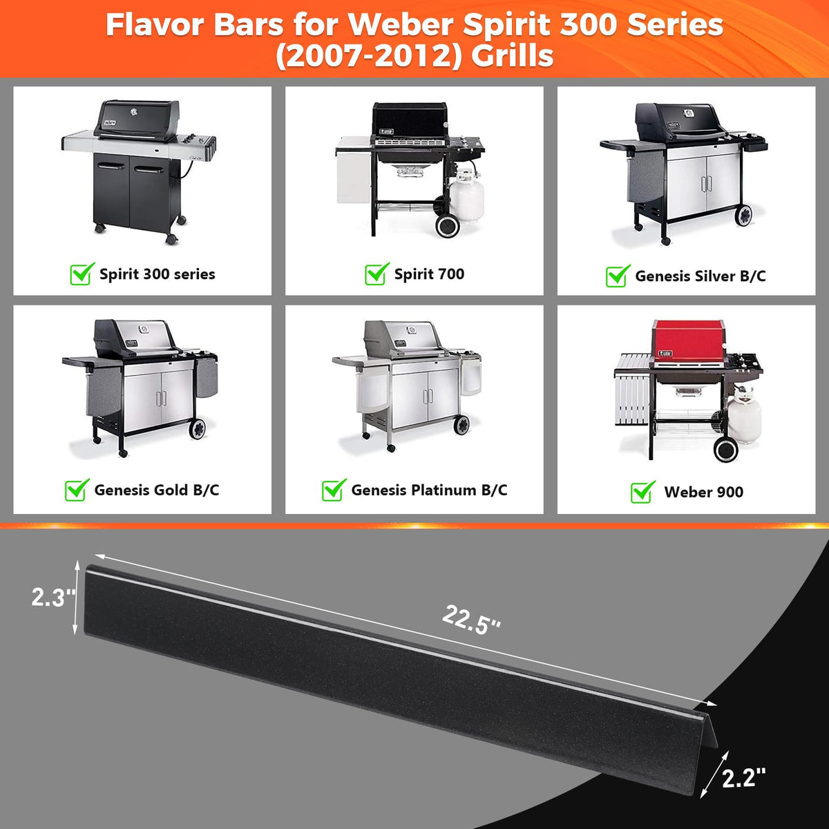 QuliMetal flavorizer bar compatible with Genesis Silver/Gold/Platinum grills for versatile setups.