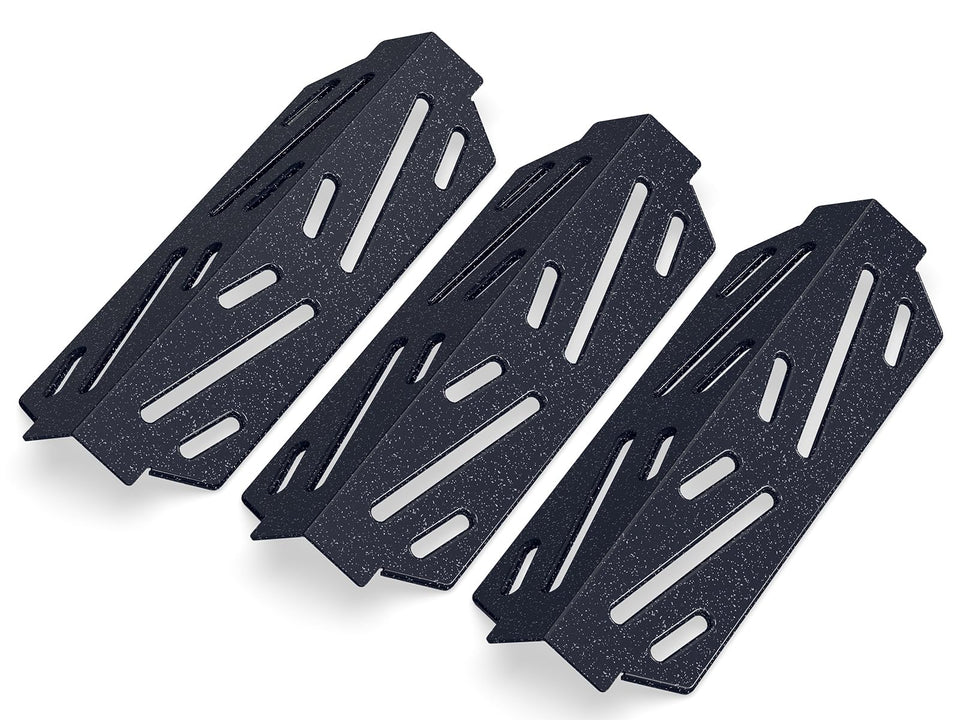 QuliMetal Genesis II heat deflector trio on Weber grill enhances durability and even heat