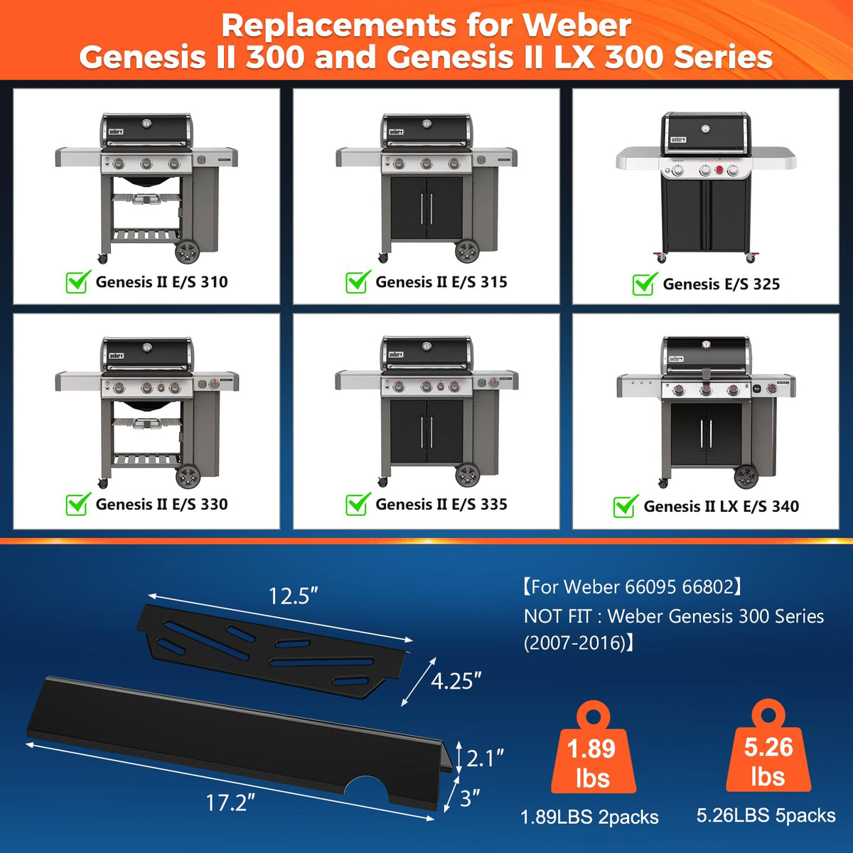 QuliMetal Genesis II heat deflectors 3-pack protect the grill while guiding heat.