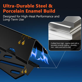 QuliMetal Genesis II heat deflectors closeup showing porcelain enamel coating.