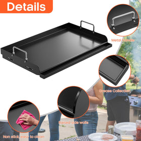 QuliMetal griddle with grease trough for cleaner grilling and reduced flare-ups.