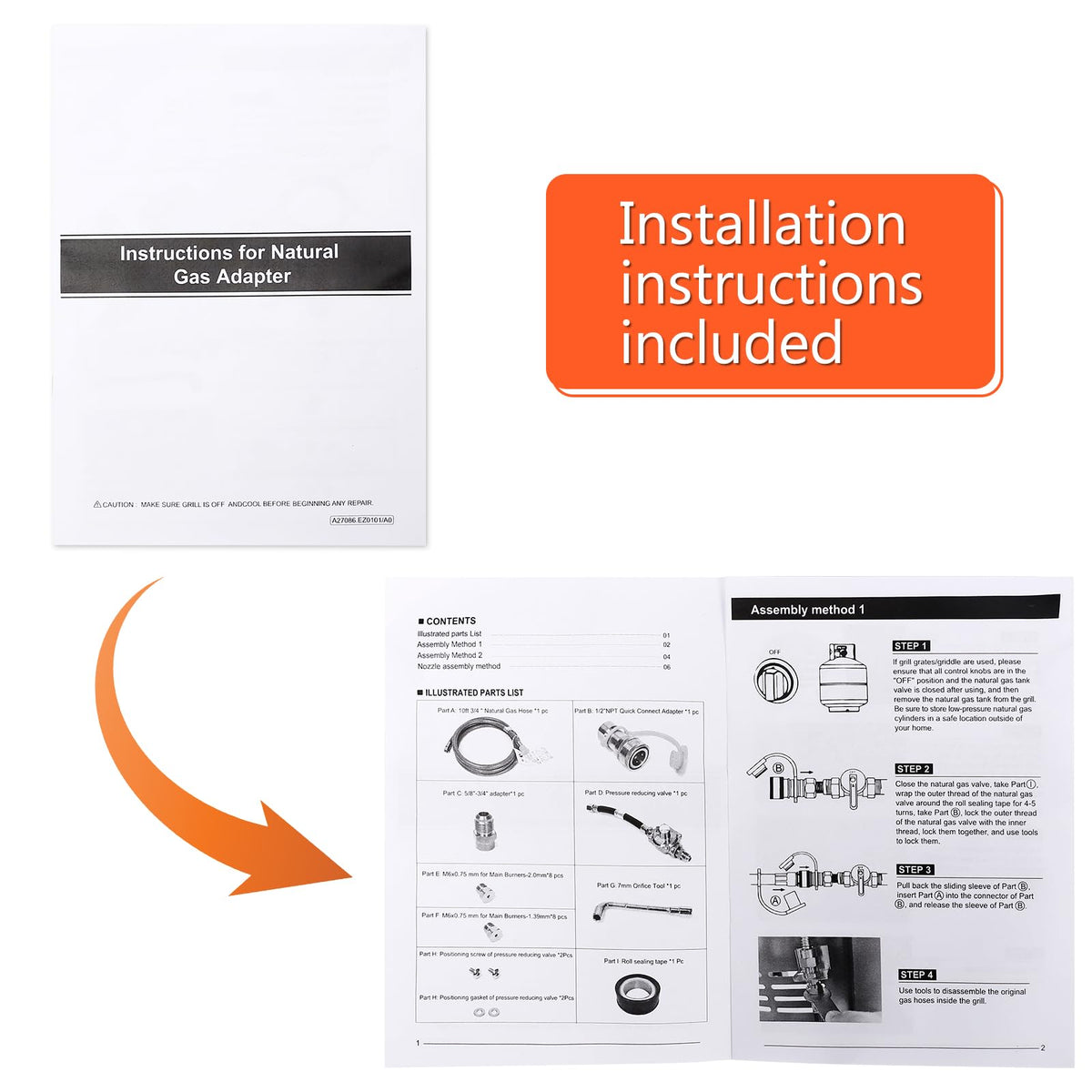 QuliMetal installation guide included for a straightforward propane-to-natural gas switch.