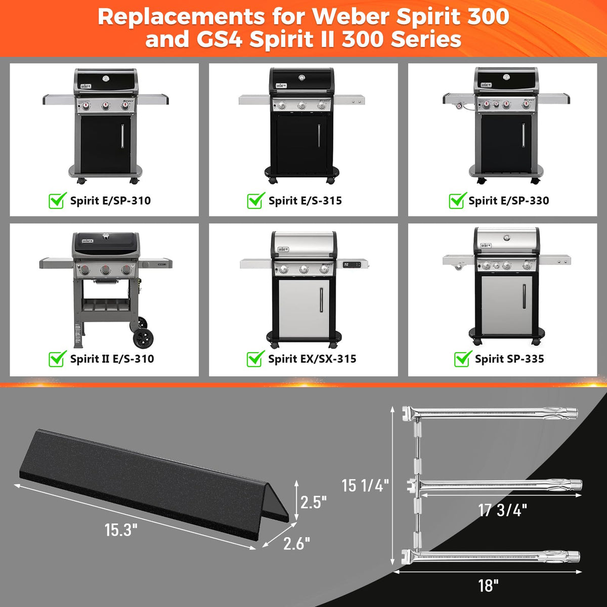 QuliMetal Spirit E310 burner tubes kit in SUS304 stainless steel.