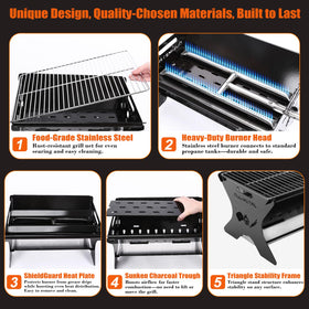 QuliMetal portable design ideal for tailgating, patios, and campsite cookouts
