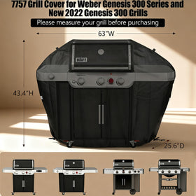 QuliMetal cover with adjustable Velcro straps for secure Genesis 300 fit.