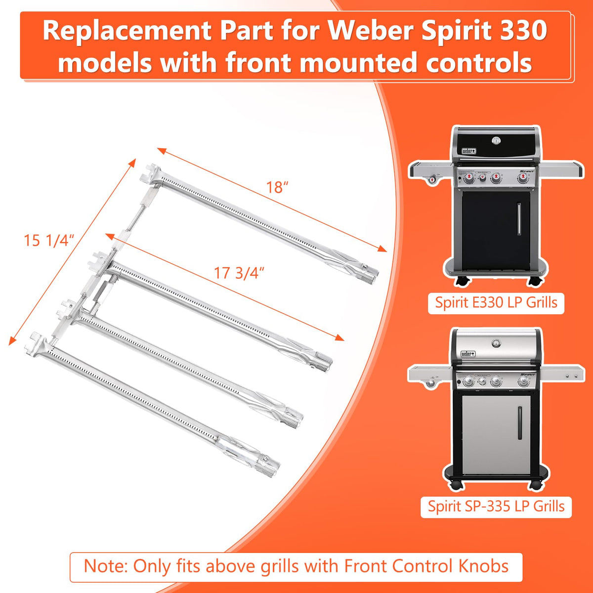 QuliMetal Weber Spirit 330 burner tubes package designed for easy installation.