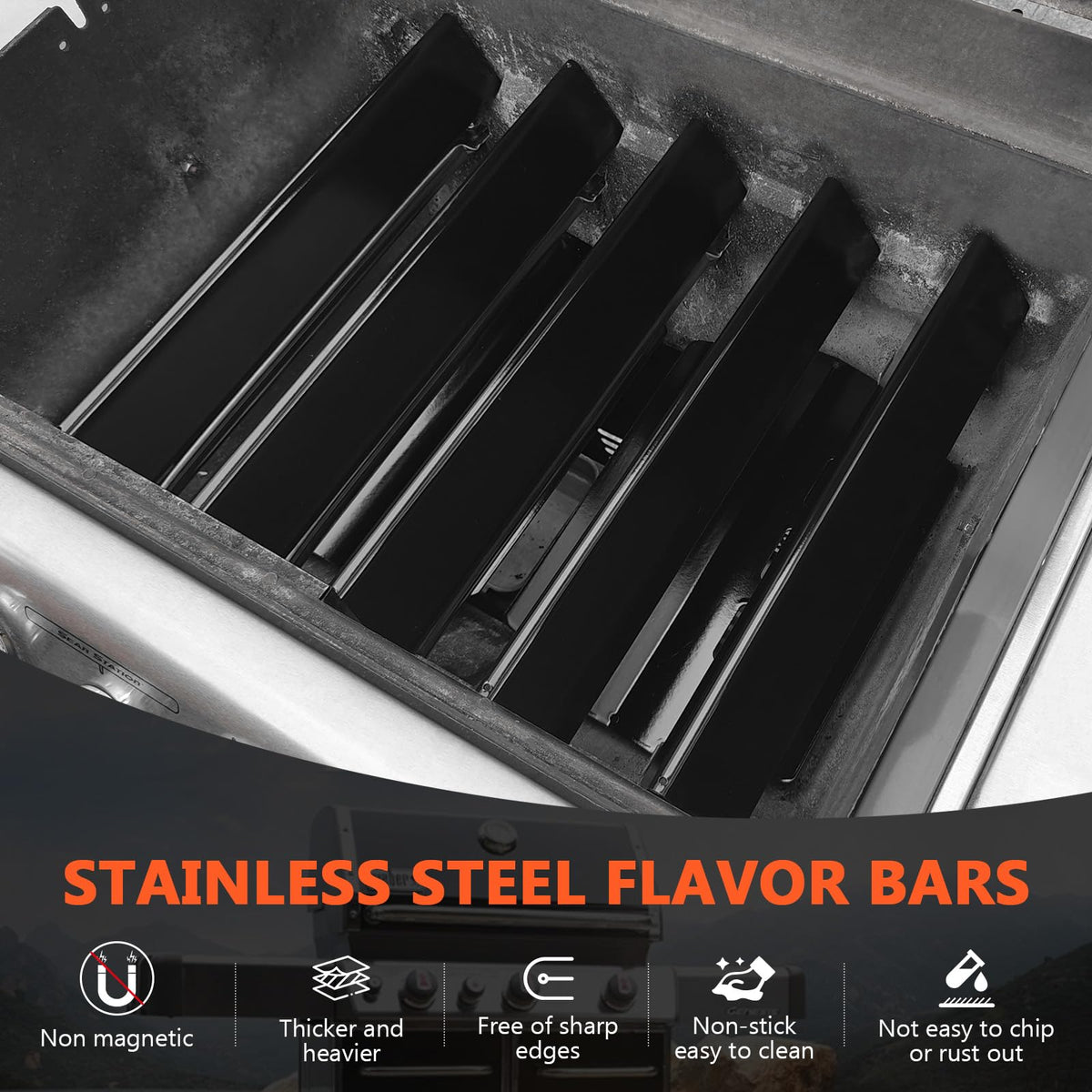 QuliMetal 5-pack porcelain enameled flavorizer bars for Weber Genesis 300.